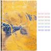 LIMEQKI Quaderno Appunti B5 Con Schede, Linee Di Taccuino Con 150 Fogli/300 Pagine, Libro Con Copertina in Gomma Impermeabile per Lavoro, Università, Scuola Superiore, Disegno (Marmo Giallo)