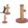 Flamingo Tiragraffi per gatti - Albero tiragraffi Riba rosa antico - Corda in juta - Base imbottita - Gioco con piume - 33,5 x 33,5 x 45 cm