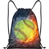 SMAZDFXX Zaino con coulisse e pieghevole a forma di palla da baseball su fuoco e acqua, sportivo, borsa da palestra, impermeabile, leggero, per yoga, 16,5 X19,6 modello 1-183