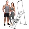 SPORTNOW Stair Stepper Verticale, Stepper Fitness Casa Pieghevole e Compatto, Vertical Climber con Manubri Regolabili a 3 Livelli, Display LCD, Carico Max 150 kg, Bianco