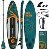 GENREEN Tavola da SUP gonfiabile da 3,3 m con accessori per SUP, tavola antiscivolo, doppio strato in PVC, 3 pinne, 83,8 cm, stabile, per giovani e adulti (verde giungla)