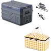 Generic Frigorifero Elettrico Portatile 30 Litri + Cestino da Picnic Termico Borsa Frigo con Compressore 12V/24V 110V/220V Display Digitale Silenzioso e Spazioso Auto Camper Camping