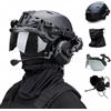 cuguoe Kit casco tattico: visiera ribaltabile, comunicazioni e passamontagna | Kit casco tattico: visiera ribaltabile, cuffia for comunicazioni e passamontagna rinfrescante