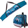 Snowsport Set per bambini con borsa da sci + borsa per scarponi da sci fino a 103/123/143 cm + bastoni + scarpe + casco, borsa per stivali per scarponi da sci, sacco da sci, con tracolla (143 cm, Dogs)