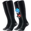 PULIOU Calze Compressione Donna Uomo Graduata 20-30 mmHg, Traspiranti per Sport, Corsa, Recupero, Viaggio in Aereo, Lavoro in Piedi, Nero S-M