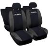 Lupex Shop Coprisedili auto compatibili con Adam, Bicolore Nero - Grigio Scuro, Made in Italy, tessuto poliestere