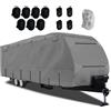 COSTWAY Telo Copri Roulotte, Copertura per Camper in Tessuto non Tessuto, con Cinghie, Toppe di Riparazione e Borsa da Trasporto, Impermeabile e Antivento (571 x 260 x 250 cm)