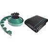 VOUNOT Bordo Giardino Flessibile, Bordi Aiuole Plastica, con 30 Chiodi di Fissaggio & Telo Pacciamatura 2m x 10m 100g/m2, Telo Anti Erbacce per Orto, Giardino, Stabilizzazione UV, Nero