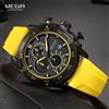 MEGIR Orologio MEGIR per uomo moda cinturino in Silicone cronografo orologi da polso al quarzo con data automatica lancette luminose 3atm impermeabile 2211