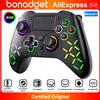 bonacell Gamepad per PS4/Slim/Pro/PC, Controller Wireless con Joystick Senza Ritardi, Vibrazione Dual 6 Assi, Turbo, Touchpad RGB, Maniglia di Controllo per Gaming
