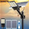 YQCHEZI Lampioni stradali solari da 8000 W per esterni, parcheggio commerciale, luce dal tramonto all'alba, luci di inondazione di sicurezza solari, lampada solare per strada da giardino