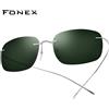 FONEX Occhiali da sole senza montatura in titanio da uomo Austria Occhiali da sole polarizzati quadrati ultraleggeri senza cornice per donna Tonalità giapponesi 85694