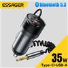 Essager Caricabatteria da auto a doppia porta da 35 W Bluetooth 5.3 Cavo jack retrattile da 3,5 mm Ricarica rapida per iPhone 16 Huawei Xiaomi Samsung