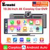srnubi 10.26 "4K + 1080P Auto DVR Carplay Dash Cam Telecamera posteriore Android Auto Monitor di navigazione GPS Doppio Bluetooth Cruscotto Registratore FM
