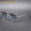 CATERSIDE Occhiali da sole senza montatura retrò moda uomo Poligono senza montatura Y2K Occhiali da sole Donna Viaggi Party Business Eyewear UV400