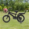 NONE Bicicletta per bambini da 14 pollici per età 3-7, bici per bambini con ruota da allenamento e cestino regolabile in altezza nero/bianco/viola/rosa