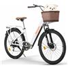 cysum Bicicletta Elettrica da Città CYSUM Cityrun 26", E-bike Urbana, Bicicletta Elettrica a Basso Profilo per Donne, Batteria al Litio Non Rimovibile 36V 10Ah, Autonomia 70-90 km, Velocità 25 km/h, E-Bike