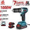 ONEVAN Trapano elettrico a percussione ONEVAN 1000W 25+3 velocità, senza spazzole, avvitatore a batteria, utensile elettrico per batteria Makita 18V.