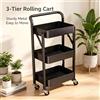 SAEIV Carrello Pieghevole a 3 Ripiani Saeiv con Ruote e Maniglia, Carrello Organizzatore Multiuso per Cucina, Bagno, Ufficio e Soggiorno, Telaio Facile da Montare