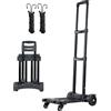 SucceBuy Carrello Pieghevole SucceBuy con Capacità di Carico di 130 kg, Carrello per Bagagli Richiudibile con 4 Ruote, 2 Corde Elastiche e Base Espandibile, Nero