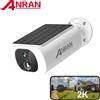 ANRAN Telecamera solare Anran, telecamera Wi-Fi 2,4 GHz, telecamere di sicurezza 2K per la protezione della casa, telecamera con pannello solare e batteria, rilevamento umano tramite sensore PIR, allarme