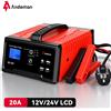 Andeman Caricabatterie Portatile 20A per Auto 12V 24V Automatico per Moto Camion Batterie AGM LiFePO4 Acido al Piombo con Funzione di Riparazione
