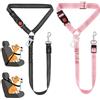 OFFCUP 3 pz Cintura Di Sicurezza per Cani Auto Guinzaglio Regolabile 2 in 1 | per Animali Domestici, Nero + Rosa Universale per Auto, Compatibile Con Tutti I Tipi, Per Cani E Gatti, Con Elastico