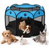 Qnbonrich Recinto pieghevole per cuccioli, 74 x 74 x 43 cm, per la casa, box pieghevole per cani, gatti, conigli, interni ed esterni (azzurro)