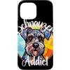 Whisker Mosaic Lettering Co. Custodia per iPhone 13 Pro Max Ritratto di cane in vetro colorato Schnauzer Addict
