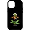 The Botany Bureau Custodia per iPhone 12/12 Pro Illustrazione della pianta dell'orchidea pantofola della signora Paphiopedilum