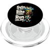 Swim Bike Run Triathlon designs Nuoto 2.4M Bike 112M Run 26.2M Triathlete Humor Joke PopSockets PopGrip per MagSafe