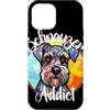 Whisker Mosaic Lettering Co. Custodia per iPhone 12 Pro Max Ritratto di cane in vetro colorato Schnauzer Addict