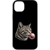 Vintage Cat Bubblegum Aesthetic Style Ca Custodia per iPhone 14 Plus Gatto rosa Bubble Gum carino gatto amante grafica donna gatto