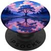 Japanese Aesthetic Styles Gifts Blu Albero Nuvole Rosa Lago Fantasia Paesaggio PopSockets PopGrip Adesivo