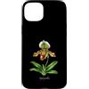 The Botany Bureau Custodia per iPhone 15 Plus Illustrazione della pianta dell'orchidea pantofola della signora Paphiopedilum