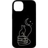 Cat Meme Shirts & Gifts HHWCo. Custodia per iPhone 14 Plus Libri per gatti Moon Celestial Book Lover Reader4 Line Art Feline