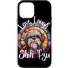 Joyful Pup Lettering Co. Custodia per iPhone 12 mini Ritratto di cane in vetro colorato Love Laugh Shih Tzu