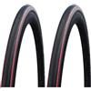 Schwalbe Lugano 2, Copertone Unisex Adulto, Nero/Rosso, 28'700x25C 25-622 (Confezione da 2)