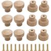 Dtoterul 12 pezzi Pomelli Legno Pomelli Cucina Pomelli per Mobili per Porte da Manopole Rotonde in Legno per Cassetti Naturale Pomelli per Manopole per Armadietti per Home Decor
