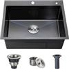 Aipunlus Lavello da cucina in acciaio inox nero 30x38 cm, compatto, da incasso o appoggio, lavello singolo vasca, ideale per piccole cucine, bar, lavanderie e food truck (B, 30x38cm)