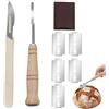 KAFULI 2 Pezzi Taglierino per pane Lama pane coltello da pane con 5 Lamette acciaio Inossidabile Maniglia in legno bread lame per DIY Impasto Intagliare modelli di pane crudo