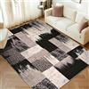 Alishomtll Tappeto nero marrone 120 x 160 cm, moderno tappeto geometrico