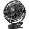 VEVOR Ventilatore Portatile a Clip, Ventilatore da Tavolo con Clip, Ricaricabile con Porta USB, 3 Velocità e Modalità di Circolazione, Flusso d'Aria Potente, Morsetto Robusto, per Campeggio, Nero