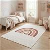 Carpetsale24 Tappeto per Bambini Arcobaleno Tappeto Gioco per Cameretta in Crema con Motivo Cuore misura 200x290 cm ideale per sala giochi