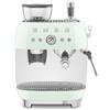 Smeg, Macchina da Caffè Espresso Manuale EGF03PGEU, con Macinacaffè Integrato, Thermoblock, 4 Livelli di Temperatura, Lancia a Vapore e Manometro, Serbatoio da 1 L, Dimensioni Compatte, 1350W, Verde