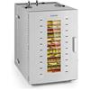 Klarstein Master Jerky Essiccatore per Alimenti - Temperatura Regolabile in Continuo 40-90 °C, Timer 15h, DigiSet Control, 16 Vassoi in Acciaio Inox, 1500 W, Argento