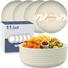Wrova Set di 8 piatti fondi riutilizzabili grandi da 28 cm, in plastica infrangibile, per insalata, patatine fritte, hamburger, lavabili in lavastoviglie, per cucina, campeggio, matrimoni, beige