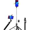 Somikon Treppiede per Smartphone e Selfie Stick con 2 Luci LED, fino a 170 cm, Telecomando Bluetooth