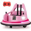COSTWAY Autoscontro Elettrico per Bambini, 12V Macchina Cavalcabile Rotazione a 360° con Telecomando, 5 Effetti Luce, Musica e Cintura di Sicurezza, Macchina Cavalcabile per Bambini 3+ Anni (Rosa)