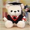 FGen Orsacchiotto per la Laurea, Orsacchiotto Peluche, Orsetto di Peluche, Regali Laurea, Orso di Peluche con Diploma e Cappello di Dottore, per Scuola Laurea Decoro (Bianco, collo rosso)
